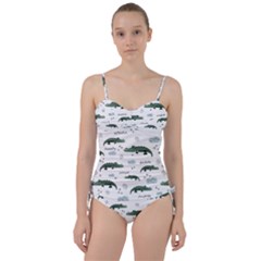 Vector Seamless Pattern With Cute Crocodiles Sweetheart Tankini Set by Vaneshart