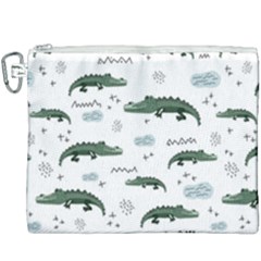 Vector Seamless Pattern With Cute Crocodiles Canvas Cosmetic Bag (xxxl)