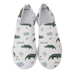 Vector Seamless Pattern With Cute Crocodiles Women s Slip On Sneakers by Vaneshart