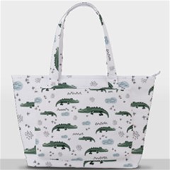 Vector Seamless Pattern With Cute Crocodiles Back Pocket Shoulder Bag 