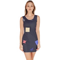 Memphis Pattern With Geometric Shapes Bodycon Dress by Vaneshart