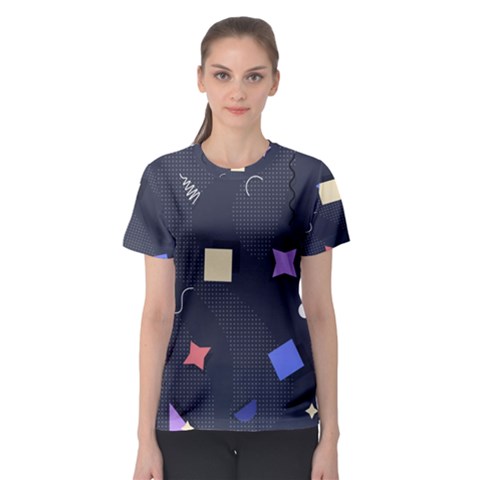 Memphis Pattern With Geometric Shapes Women s Sport Mesh Tee by Vaneshart