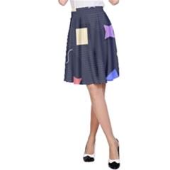 Memphis Pattern With Geometric Shapes A-line Skirt