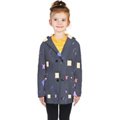 Memphis Pattern With Geometric Shapes Kids  Double Breasted Button Coat by Vaneshart