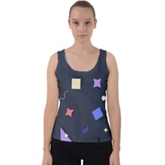 Memphis Pattern With Geometric Shapes Velvet Tank Top by Vaneshart