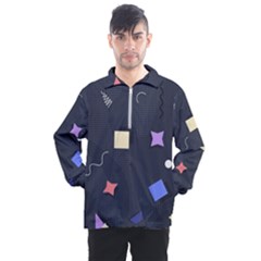 Memphis Pattern With Geometric Shapes Men s Half Zip Pullover