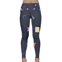 Memphis Pattern With Geometric Shapes Lightweight Velour Classic Yoga Leggings by Vaneshart