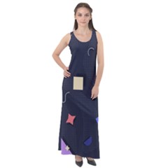 Memphis Pattern With Geometric Shapes Sleeveless Velour Maxi Dress by Vaneshart