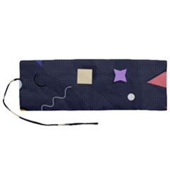 Memphis Pattern With Geometric Shapes Roll Up Canvas Pencil Holder (m)