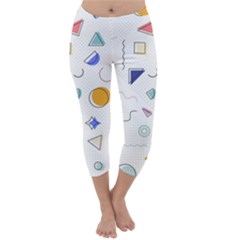 Memphis Pattern With Geometric Shapes Capri Winter Leggings  by Vaneshart