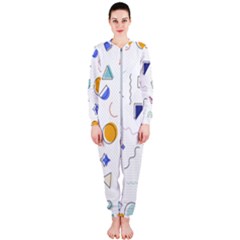 Memphis Pattern With Geometric Shapes Onepiece Jumpsuit (ladies) 