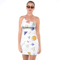 Memphis Pattern With Geometric Shapes One Soulder Bodycon Dress by Vaneshart