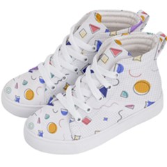 Memphis Pattern With Geometric Shapes Kids  Hi-top Skate Sneakers by Vaneshart