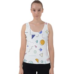 Memphis Pattern With Geometric Shapes Velvet Tank Top by Vaneshart