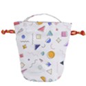 Memphis Pattern With Geometric Shapes Drawstring Bucket Bag View1