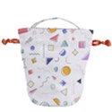 Memphis Pattern With Geometric Shapes Drawstring Bucket Bag View2