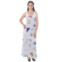 Memphis Pattern With Geometric Shapes Sleeveless Velour Maxi Dress by Vaneshart