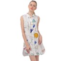 Memphis Pattern With Geometric Shapes Sleeveless Shirt Dress View1