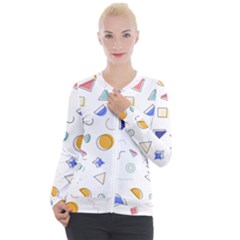 Memphis Pattern With Geometric Shapes Casual Zip Up Jacket by Vaneshart