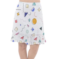 Memphis Pattern With Geometric Shapes Fishtail Chiffon Skirt