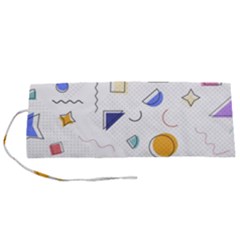 Memphis Pattern With Geometric Shapes Roll Up Canvas Pencil Holder (s)