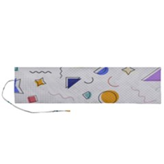 Memphis Pattern With Geometric Shapes Roll Up Canvas Pencil Holder (l)