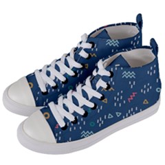 Trendy Memphis Style Seamless Pattern Colorful Geometric Seamless Pattern 80 S 90 S Styles Women s Mid-top Canvas Sneakers