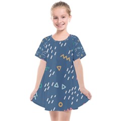 Trendy Memphis Style Seamless Pattern Colorful Geometric Seamless Pattern 80 S 90 S Styles Kids  Smock Dress