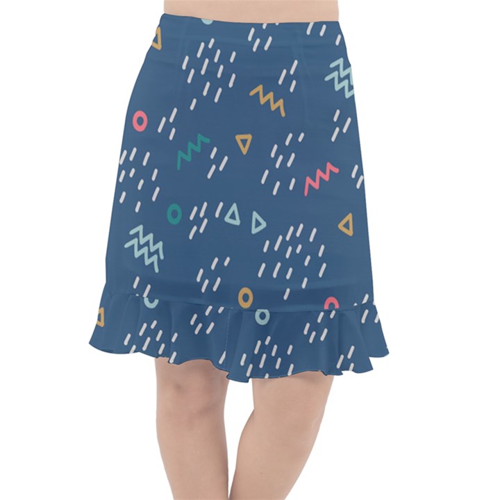 Trendy Memphis Style Seamless Pattern Colorful Geometric Seamless Pattern 80 S 90 S Styles Fishtail Chiffon Skirt