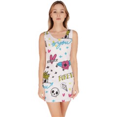 Emo Teens Doodle Seamless Bodycon Dress by Vaneshart