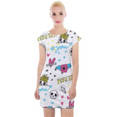 Emo Teens Doodle Seamless Cap Sleeve Bodycon Dress by Vaneshart