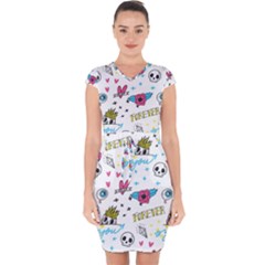 Emo Teens Doodle Seamless Capsleeve Drawstring Dress  by Vaneshart