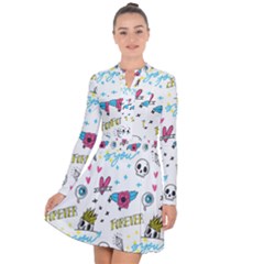 Emo Teens Doodle Seamless Long Sleeve Panel Dress by Vaneshart