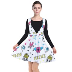 Emo Teens Doodle Seamless Plunge Pinafore Dress by Vaneshart