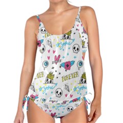 Emo Teens Doodle Seamless Tankini Set