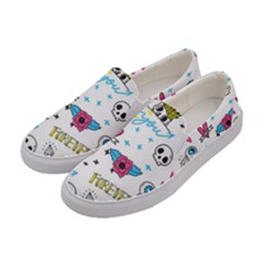 Emo Teens Doodle Seamless Women s Canvas Slip Ons by Vaneshart