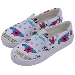 Emo Teens Doodle Seamless Kids  Canvas Slip Ons by Vaneshart