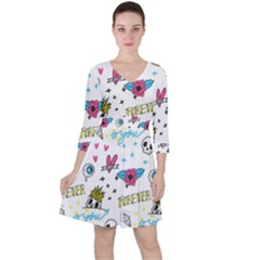 Emo Teens Doodle Seamless Ruffle Dress by Vaneshart