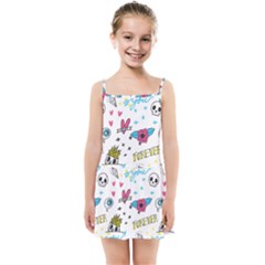 Emo Teens Doodle Seamless Kids  Summer Sun Dress by Vaneshart