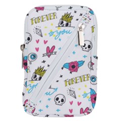 Emo Teens Doodle Seamless Belt Pouch Bag (large) by Vaneshart