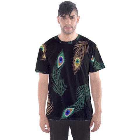 Seamless Pattern With Peacock Feather Men s Sports Mesh Tee by Vaneshart