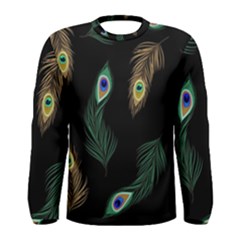 Seamless Pattern With Peacock Feather Men s Long Sleeve Tee