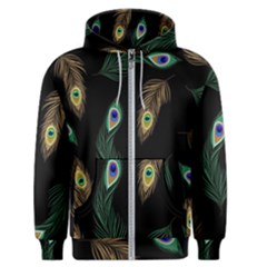 Seamless Pattern With Peacock Feather Men s Zipper Hoodie by Vaneshart