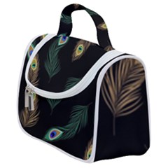 Seamless Pattern With Peacock Feather Satchel Handbag