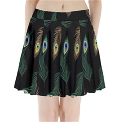 Seamless Pattern With Peacock Feather Pleated Mini Skirt by Vaneshart