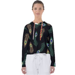 Seamless Pattern With Peacock Feather Women s Slouchy Sweat