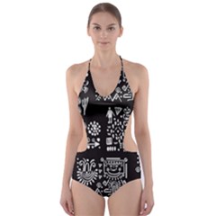 Vector Pattern Design With Tribal Elements Cut-out One Piece Swimsuit by Vaneshart