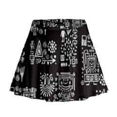 Vector Pattern Design With Tribal Elements Mini Flare Skirt