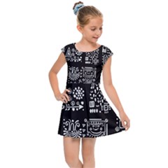 Vector Pattern Design With Tribal Elements Kids  Cap Sleeve Dress by Vaneshart