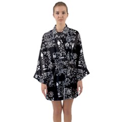 Vector Pattern Design With Tribal Elements Long Sleeve Satin Kimono by Vaneshart